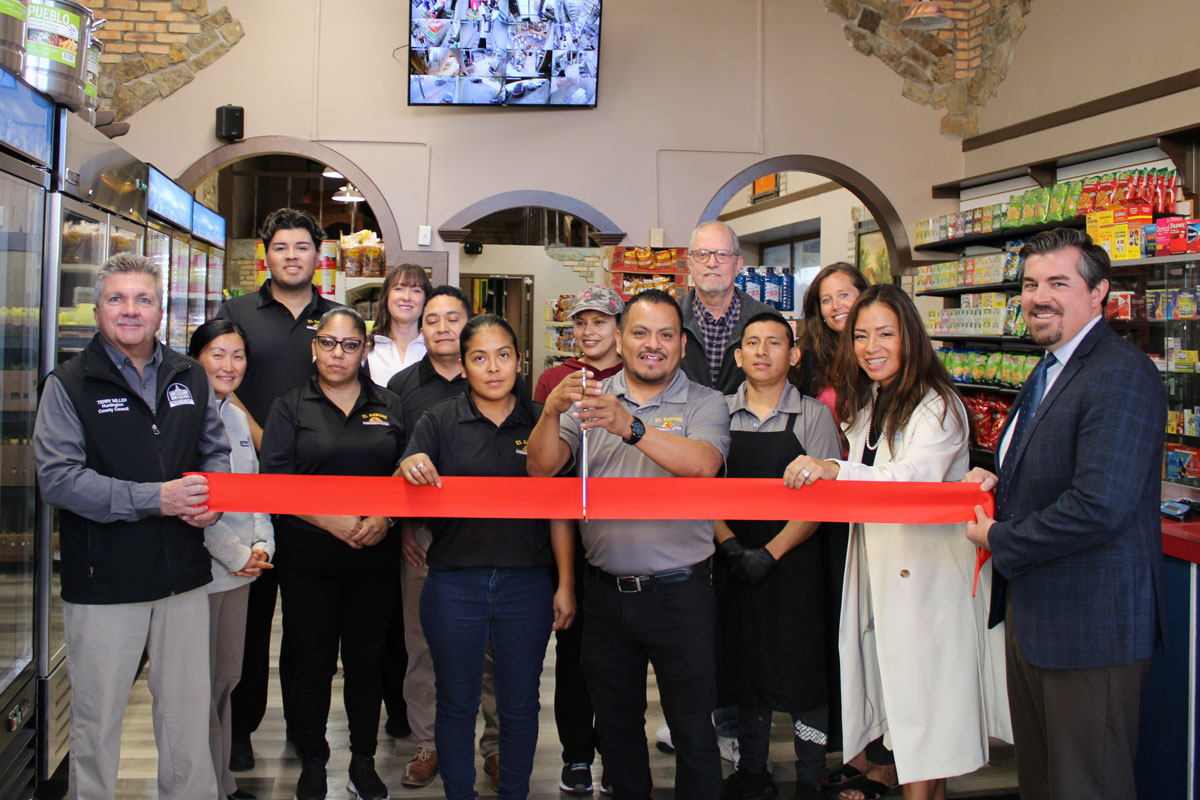 Mayor Strick and others celebrate the grand opening of El Rancho Supermarket and Taqueria on October 25, 2024