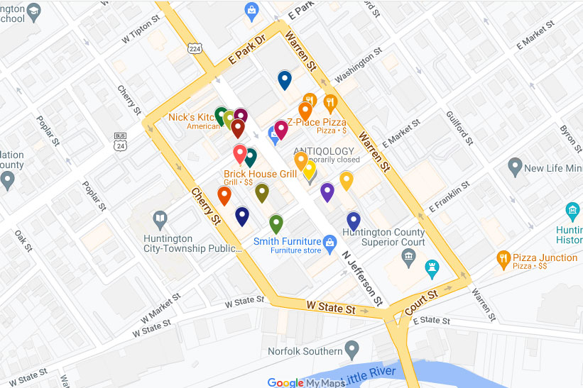 Map of businesses participating in Window Wonderland