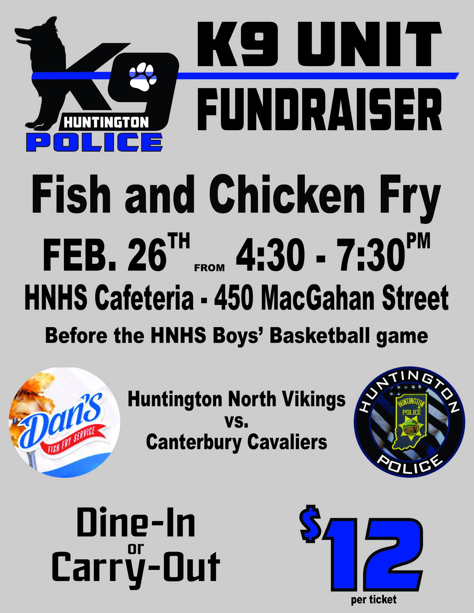 Flyer for Fish & Chicken Fry on February 26th