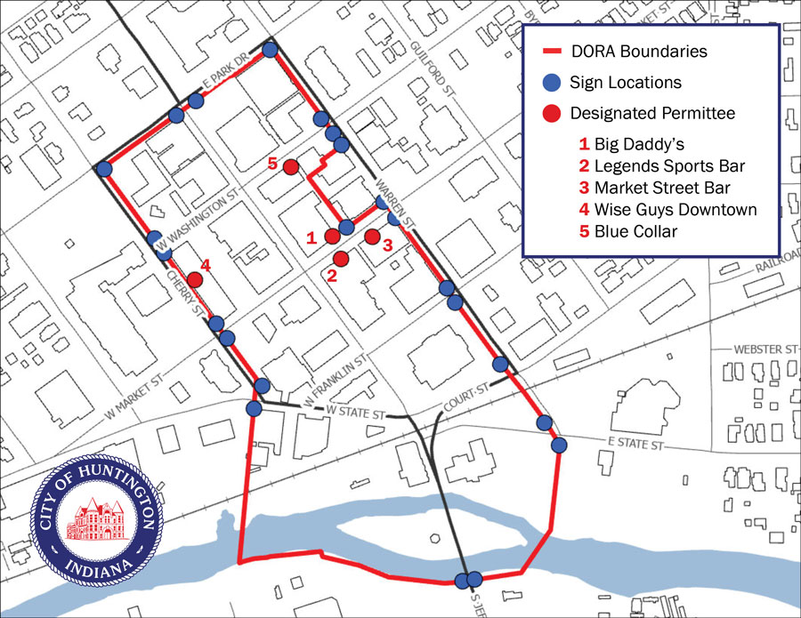 A map of Downtown Huntington